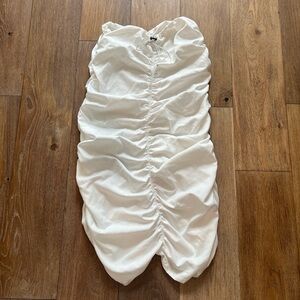 White Ruched bodycon ribbed skirt